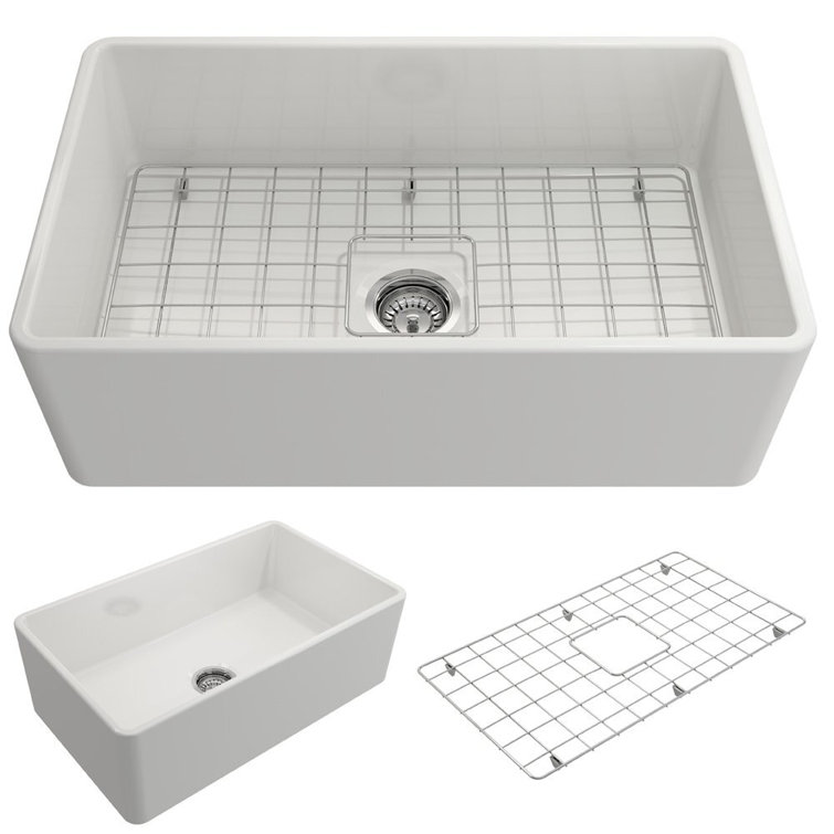 30'' White Fireclay Farmhouse Apron Kitchen Sink