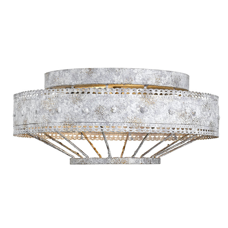 Oyster White Rustic Farmhouse 14" Flush Mount