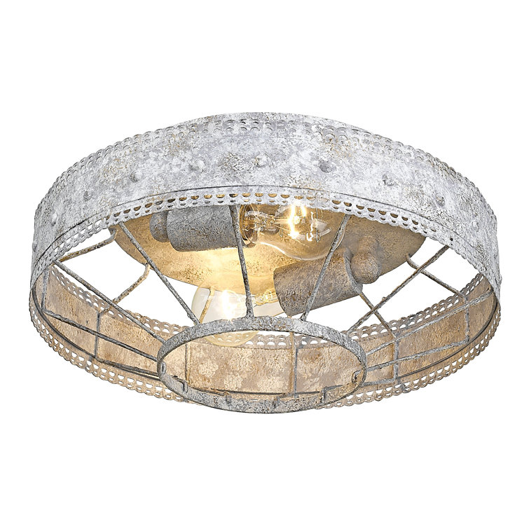 Oyster White Rustic Farmhouse 14" Flush Mount