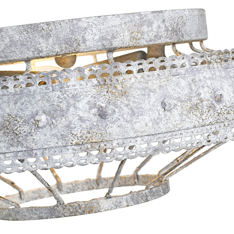 Oyster White Rustic Farmhouse 14" Flush Mount