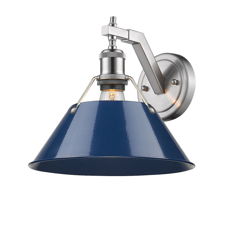Orwell Pewter 10'' Transitional Sconce with Navy Shade