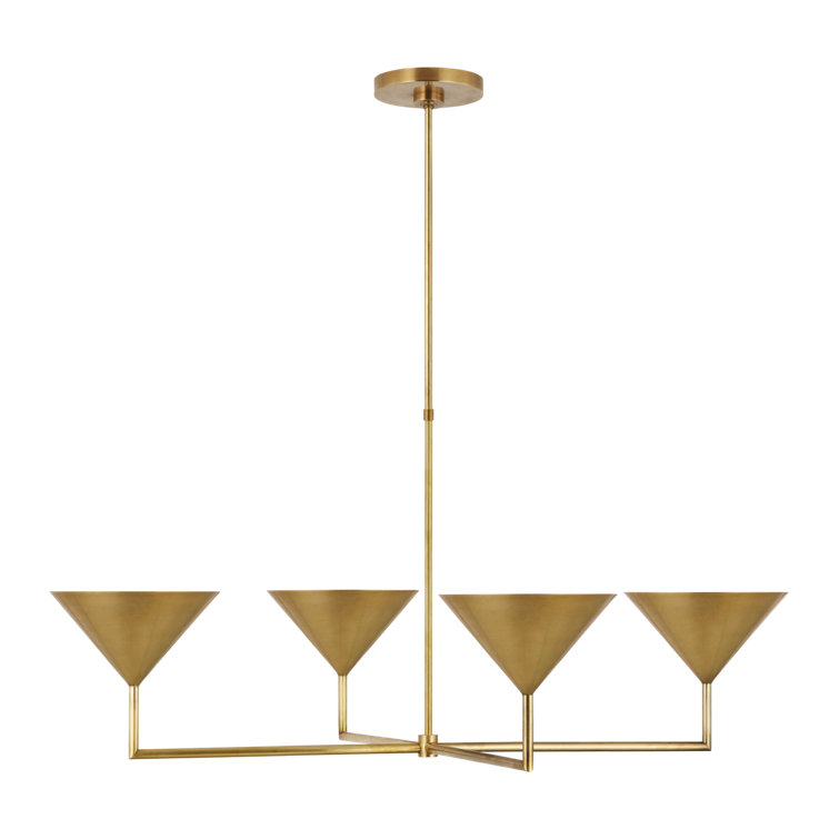Orsay Sculptural Elegance 4-Arm Antique Brass Chandelier