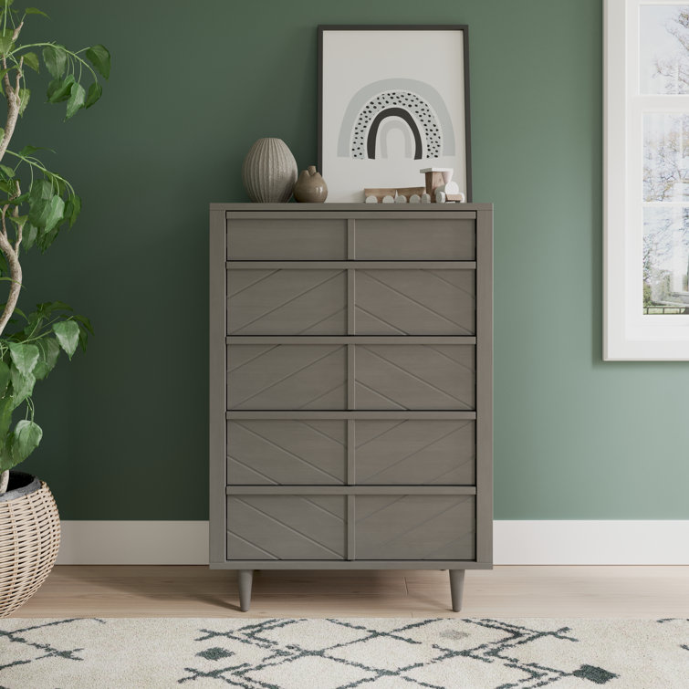 Lunar Gray Pine 5-Drawer Nursery Chest