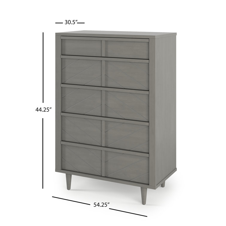 Lunar Gray Pine 5-Drawer Nursery Chest