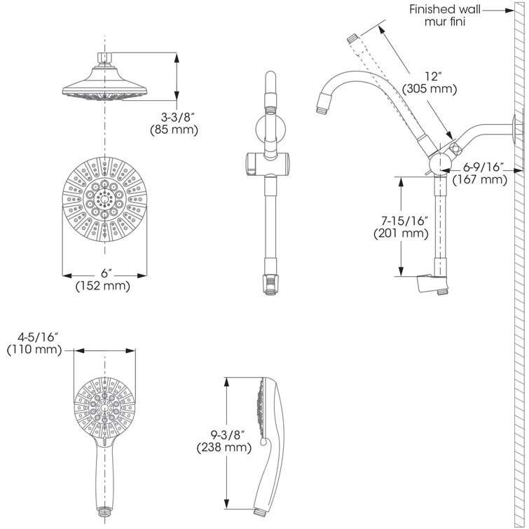 Chrome Dual Shower Head with Handheld and Jet Functions