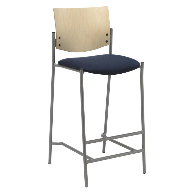 Navy and Natural Upholstered Low Back Counter Stool