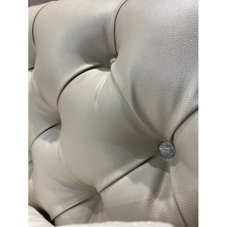 Frost King-Size Vegan Leather Tufted Bed with Nailhead Trim