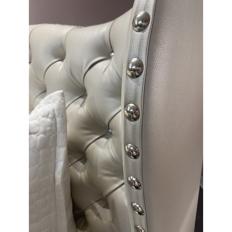 Frost King-Size Vegan Leather Tufted Bed with Nailhead Trim