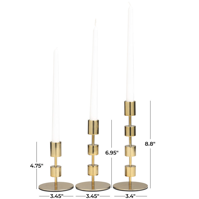 Gold Aluminum 3 Piece Tabletop Candlestick Set
