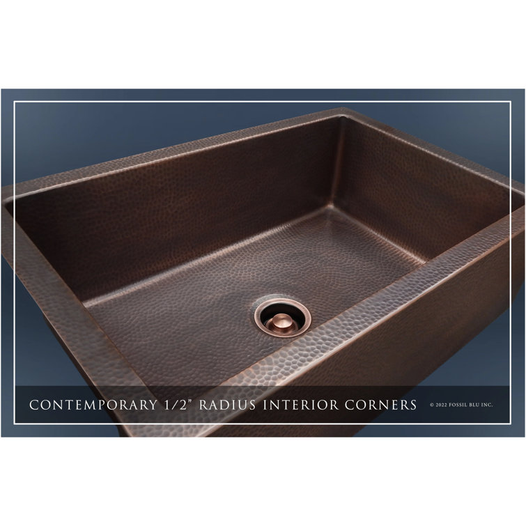 Luxury 33-Inch Hammered Copper Farmhouse Sink with Accessories