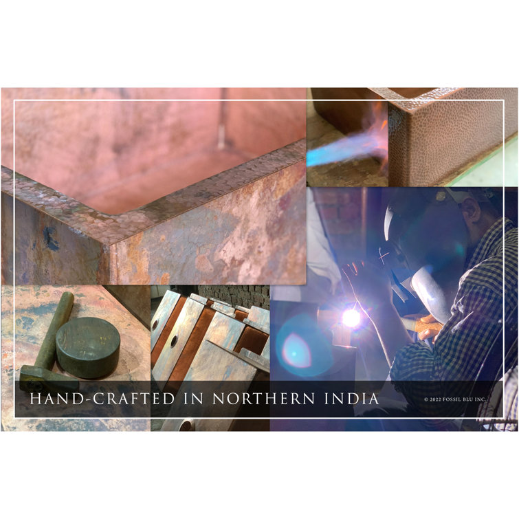 Luxury 33-Inch Hammered Copper Farmhouse Sink with Accessories