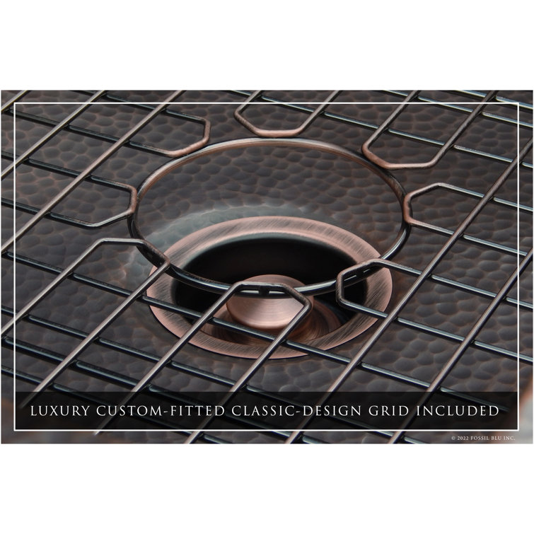 Luxury 33-Inch Hammered Copper Farmhouse Sink with Accessories