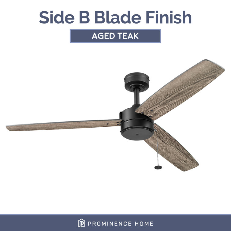 Journal Matte Black 52-Inch Ceiling Fan with Reversible Ebony and Teak Blades