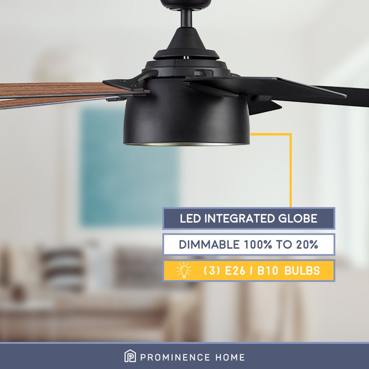 Octavia 52" Matte Black Industrial Ceiling Fan with LED Lights & Remote