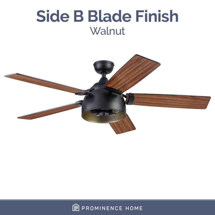 Octavia 52" Matte Black Industrial Ceiling Fan with LED Lights & Remote