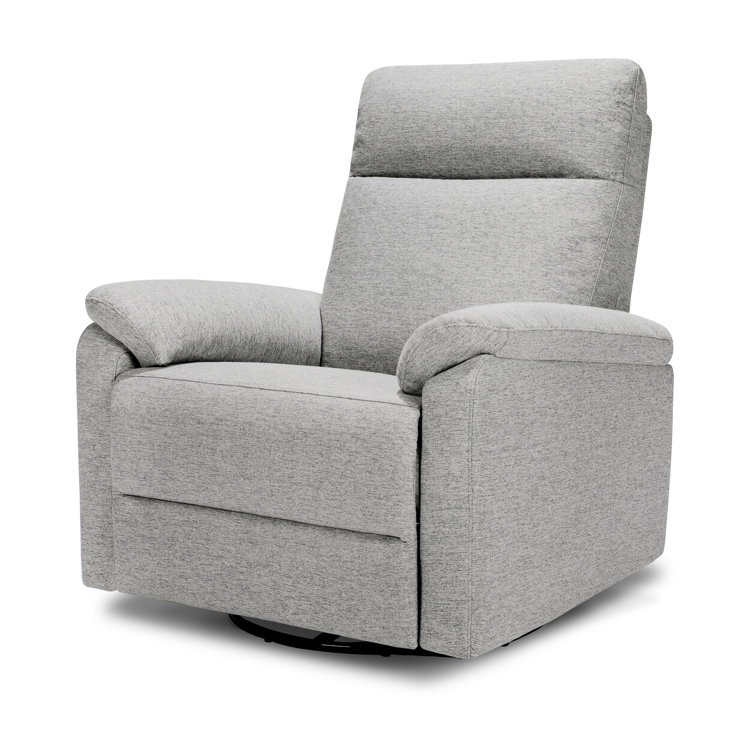 Frost Grey Upholstered Wood Swivel Recliner Chair