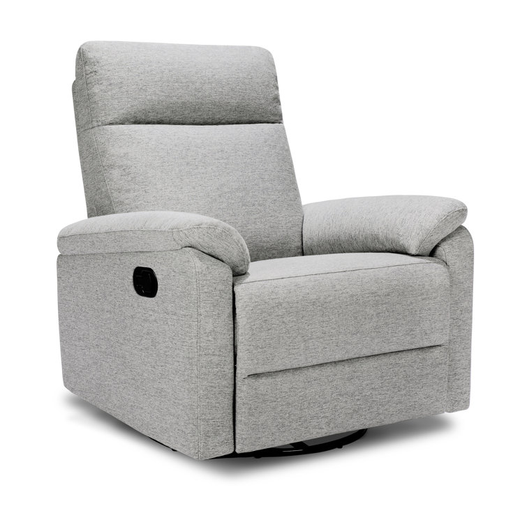 Frost Grey Swivel Recliner with Wood Base
