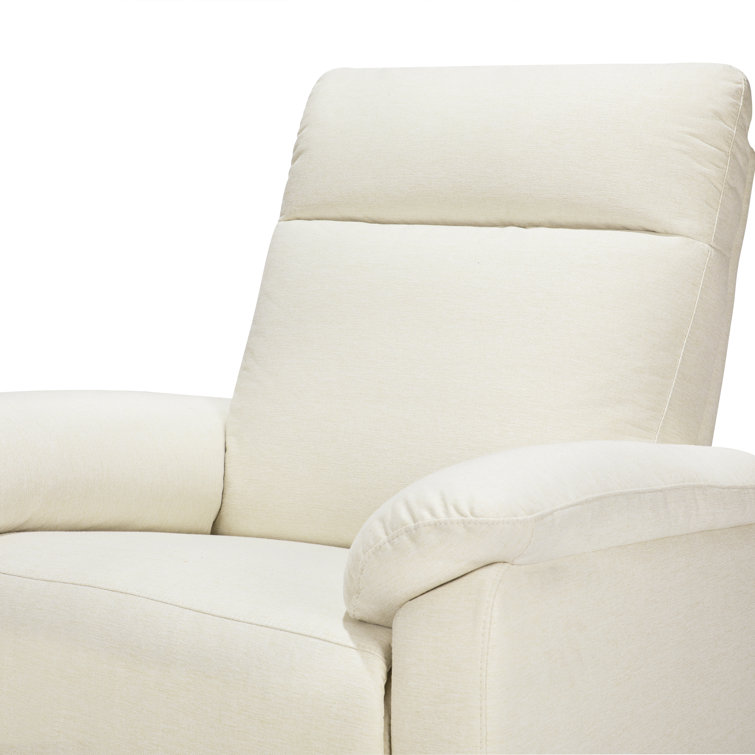 Vanilla Swivel Recliner with Wood Base and Spot Clean Fabric