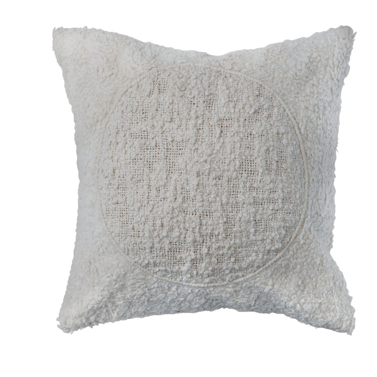 Ivory Embroidered Cotton Blend Square Throw Pillow Set