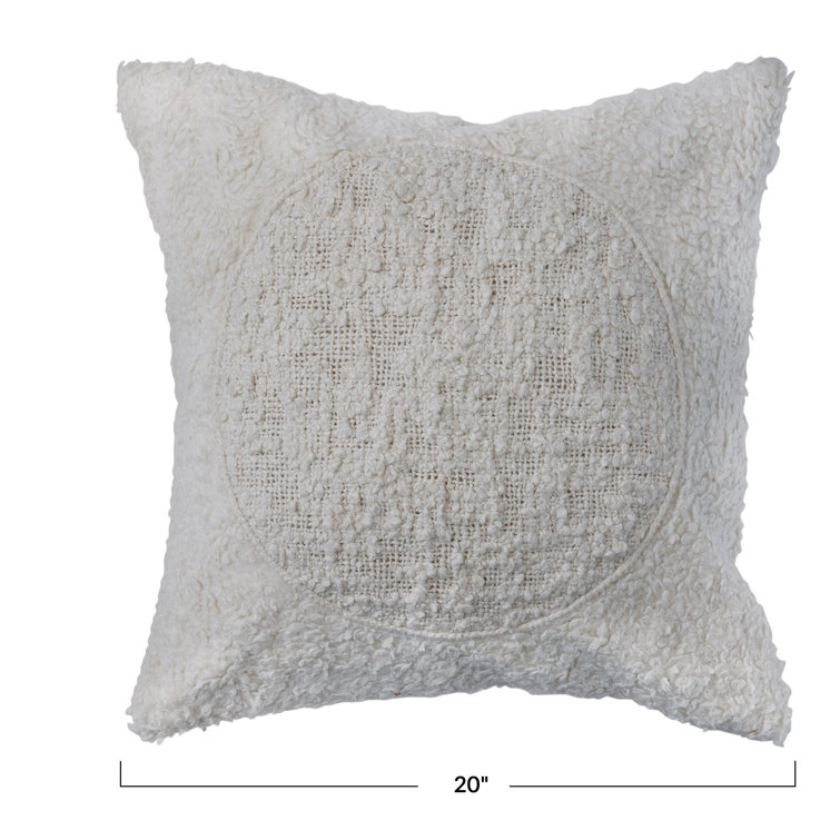 Ivory Embroidered Cotton Blend Square Throw Pillow Set