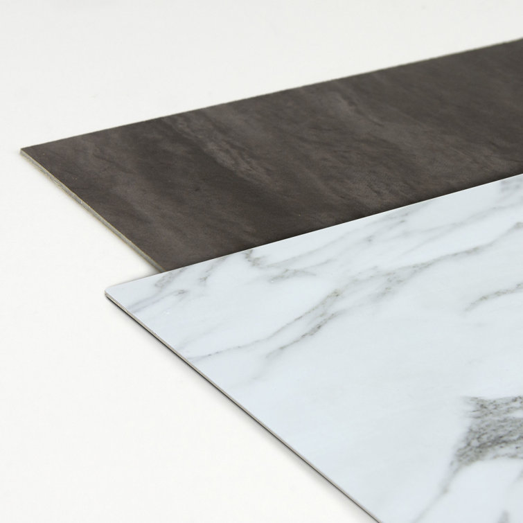 12'' x 12'' Black and White Marble Peel & Stick Floor Tiles