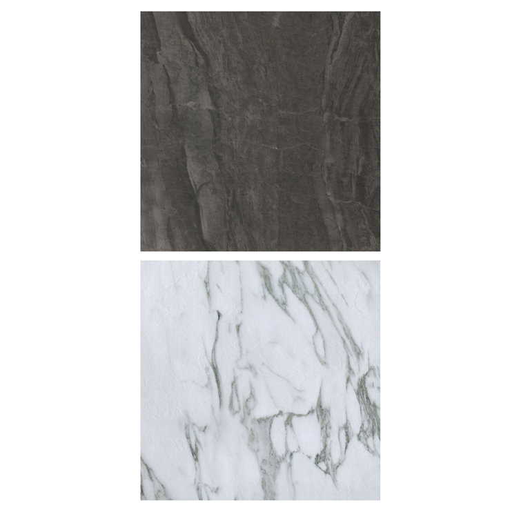 12'' x 12'' Black and White Marble Peel & Stick Floor Tiles
