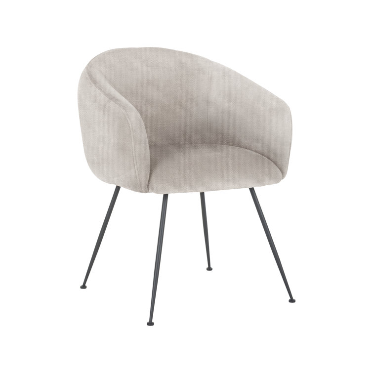 Avanti Light Gray Upholstered Arm Chair with Black Metal Legs