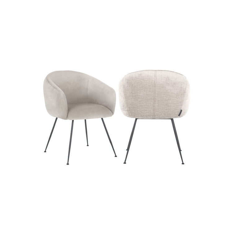 Avanti Light Gray Upholstered Arm Chair with Black Metal Legs