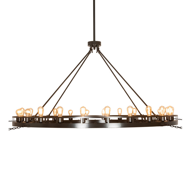 Timeless Bronze 24-Light Wagon Wheel Chandelier
