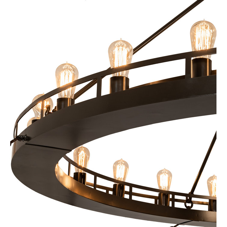 Timeless Bronze 24-Light Wagon Wheel Chandelier