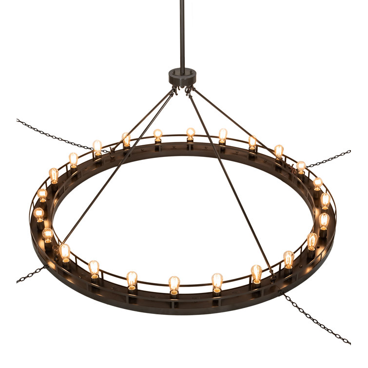 Timeless Bronze 24-Light Wagon Wheel Chandelier