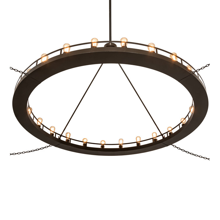Timeless Bronze 24-Light Wagon Wheel Chandelier