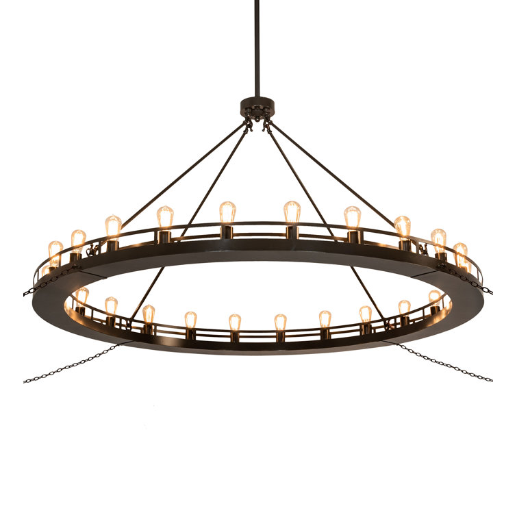 Timeless Bronze 24-Light Wagon Wheel Chandelier