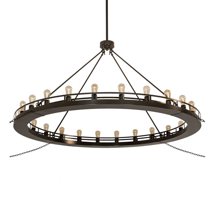 Timeless Bronze 24-Light Wagon Wheel Chandelier
