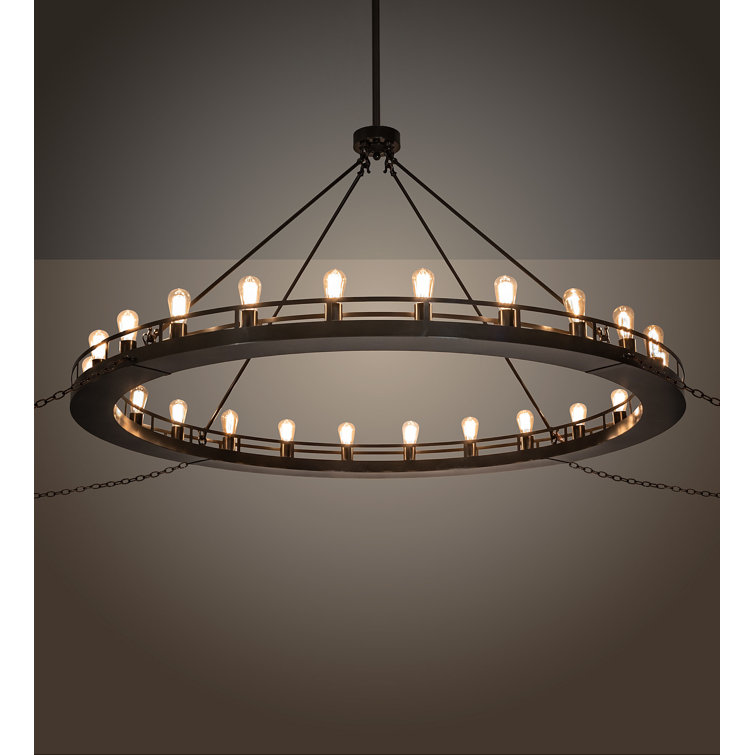 Timeless Bronze 24-Light Wagon Wheel Chandelier