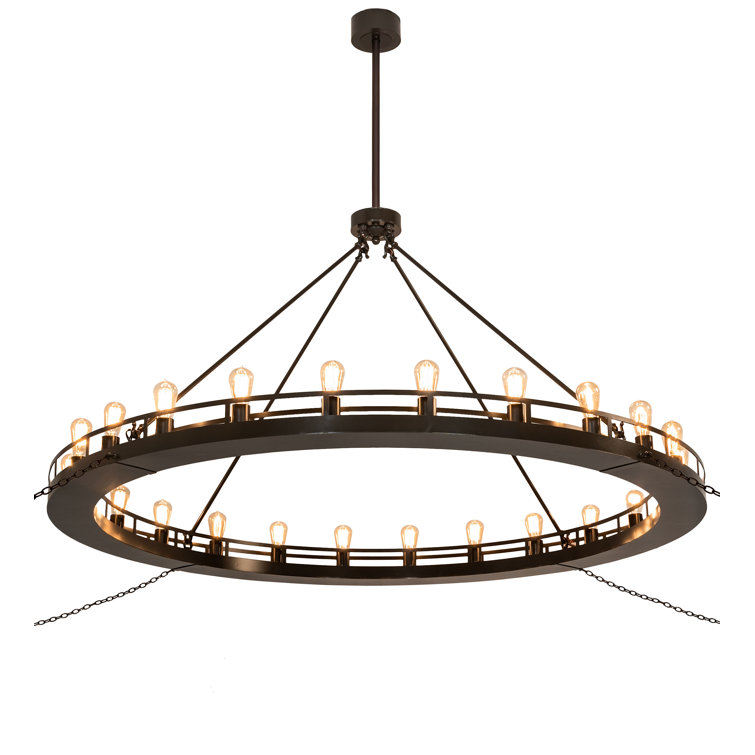 Timeless Bronze 24-Light Wagon Wheel Chandelier