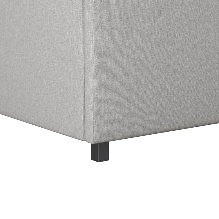 Light Gray Queen Upholstered Platform Bed with Storage Drawers