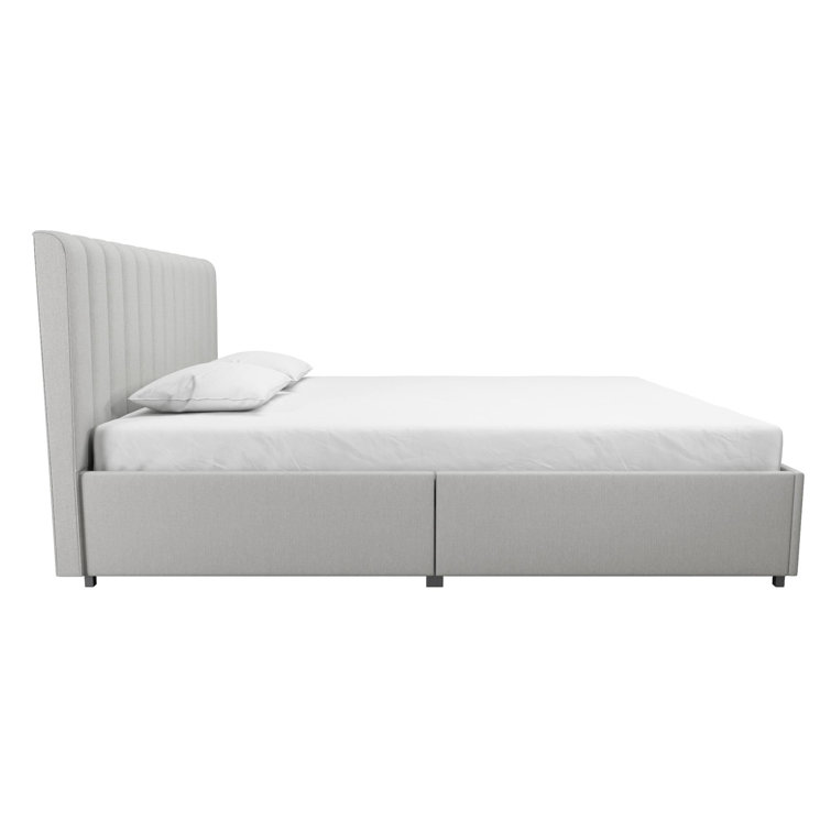 Brittany Modern Full Gray Upholstered Bed with Storage Drawers