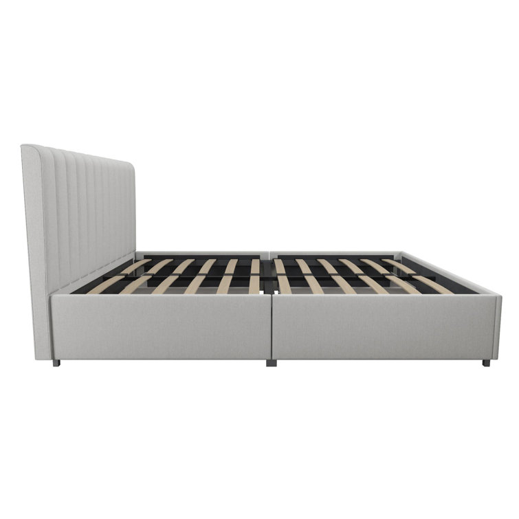Brittany Modern Full Gray Upholstered Bed with Storage Drawers