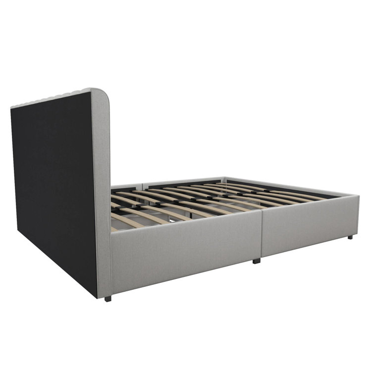 Brittany Modern Full Gray Upholstered Bed with Storage Drawers