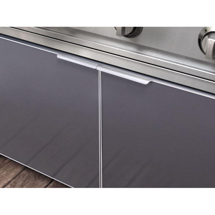 Gray Stainless Steel 40" Gas Grill Cabinet with Driftwood Finish