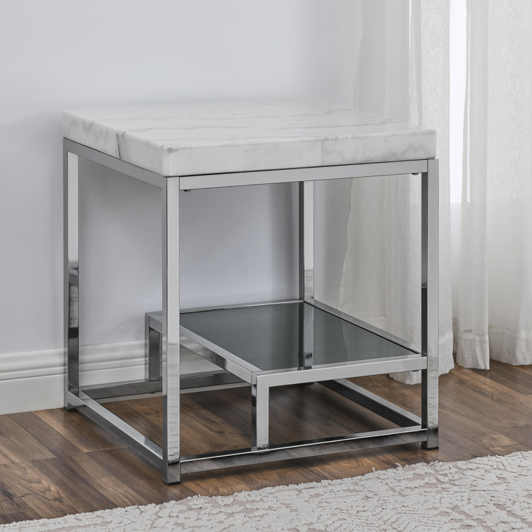 White Marble and Chrome 3-Piece Living Room Table Set