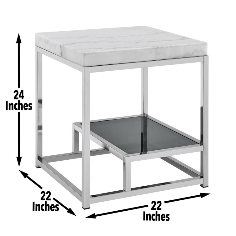 White Marble and Chrome 3-Piece Living Room Table Set