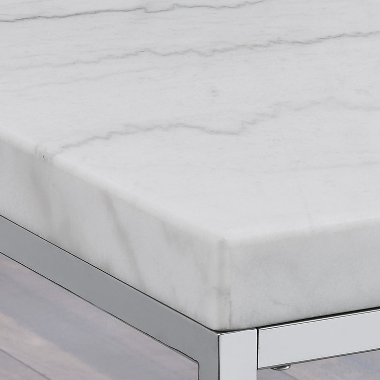 White Marble and Chrome 3-Piece Living Room Table Set