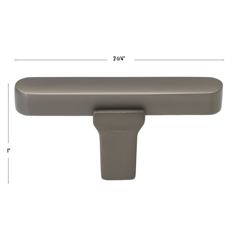 Graphite Brushed Modern T-Handle Cabinet Knob 2.25"