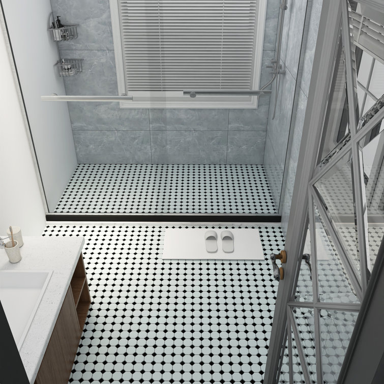 White and Black Porcelain Hexagon Mosaic Tile with Water Protection