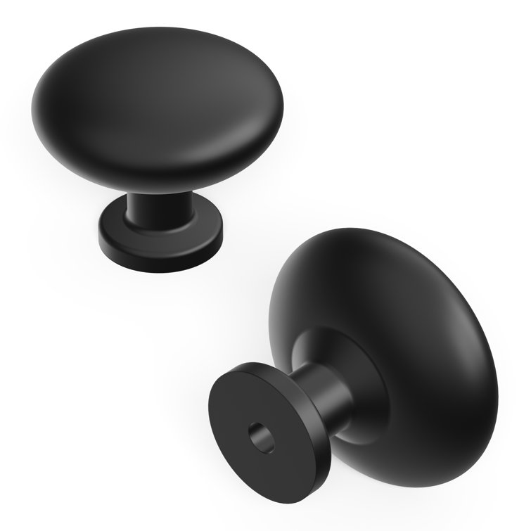 Matte Black Aluminum Round Cabinet Knob with Mounting Hardware