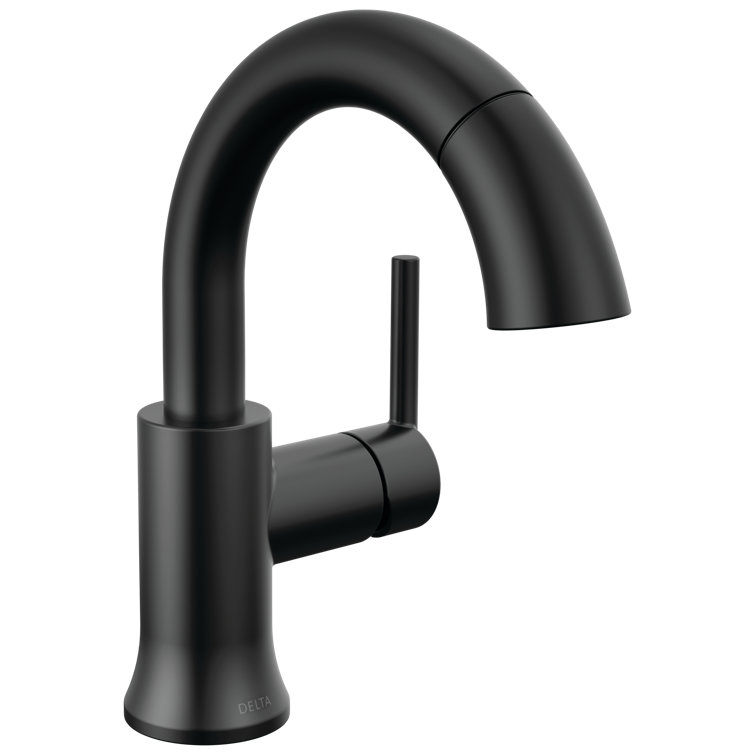 Matte Black Single Handle Pull Down Bathroom Faucet
