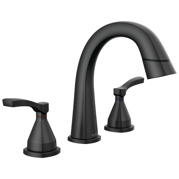 Matte Black Widespread Pull Down Bathroom Faucet with Dual Handles