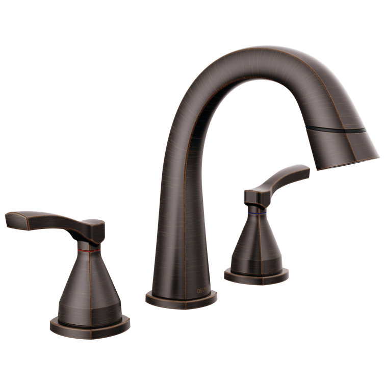 Venetian Bronze Modern Widespread Bathroom Faucet with Diamond Seal